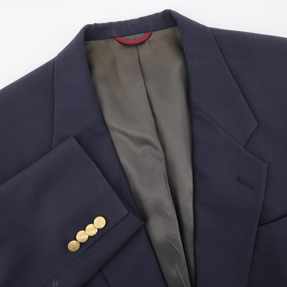 Hart Schaffner Marx Pure Australian Wool Gold Button Blazer Navy Blue Mens 44L